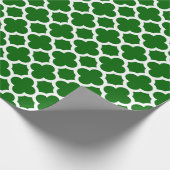 Kerstgroen Quatrefoil Trellis Pattern Cadeaupapier (Hoek)