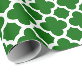 Kerstgroen Quatrefoil Trellis Pattern Cadeaupapier