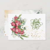 kerstgroen, rode bes Dank je Bedankkaart (Voorkant / Achterkant)