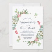 Kerstgroen & Rode Bes Verlovingsfeestje Kaart (Voorkant)