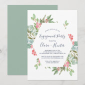 Kerstgroen & Rode Bes Verlovingsfeestje Kaart (Voorkant / Achterkant)