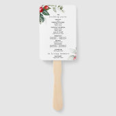 Kerstgroen & rode bessen huwelijksprogramma handwaaier (Achterkant)