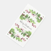 Kerstgroen rode bessen servet (Hoek)