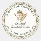 Kerstgroen Rode bessen Voedselgeschenk Ronde Sticker (Voorkant)