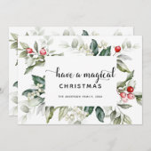 kerstgroen | Rode bessen Wenskaart Kaart (Voorkant / Achterkant)