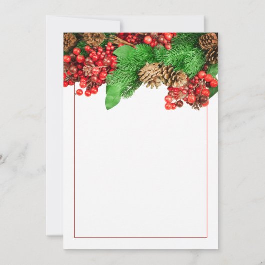 Kerstgroen Rood Berries Holiday Weddenschap Save The Date (Achterkant)
