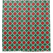 Kerstgroen Rood en wit Patroon Douchegordijn (Voorkant)