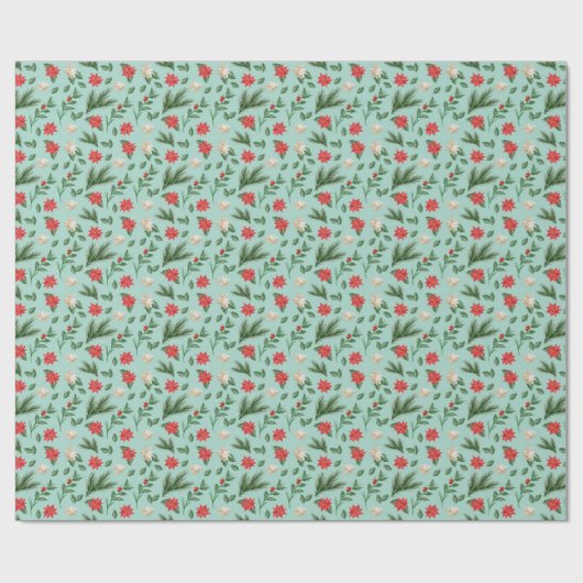 Kerstgroen rood flessenpatroon cadeaupapier (Vlak)