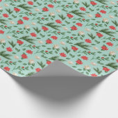 Kerstgroen rood flessenpatroon cadeaupapier (Hoek)