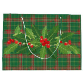 Kerstgroen rood geruit met krans groot cadeauzakje (Achterkant)