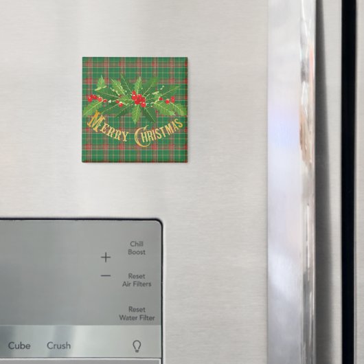 Kerstgroen rood geruit met krans magneet (Insitu (Koelkast))