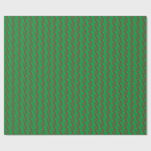 kerstgroen rood monogram initiaal schattig cadeaupapier (Vlak)