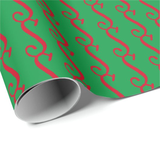 kerstgroen rood monogram initiaal schattig cadeaupapier (Rol Hoek)