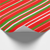 Kerstgroen, Rood, Wit Barcode Streep Cadeaupapier (Hoek)