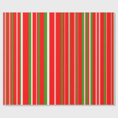 Kerstgroen, Rood, Wit Barcode Streep Cadeaupapier (Vlak)
