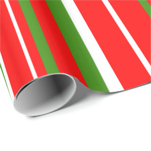 Kerstgroen, Rood, Wit Barcode Streep Cadeaupapier