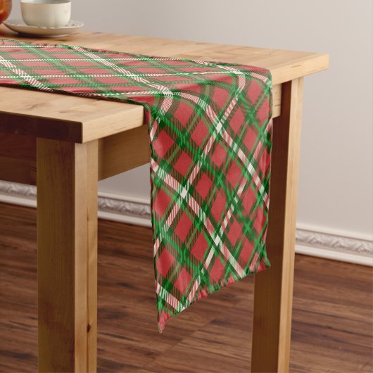 Kerstgroen, rood, wit Pset Tartan Patroon Medium Tafelloper (Voorbeeld)