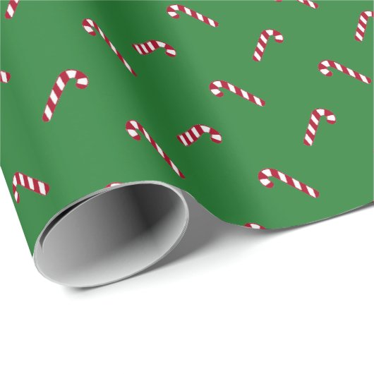 Kerstgroen rood wit snoepgoed met snoeprietpatroon cadeaupapier (Rol Hoek)