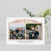 Kerstgroen Roze Goud Folie 2 Foto Kerstmis Folie Feestdagenkaart (Staand Voorkant)