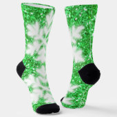 Kerstgroen sprankelende witte sneeuwvlokken sokken (Gebogen)