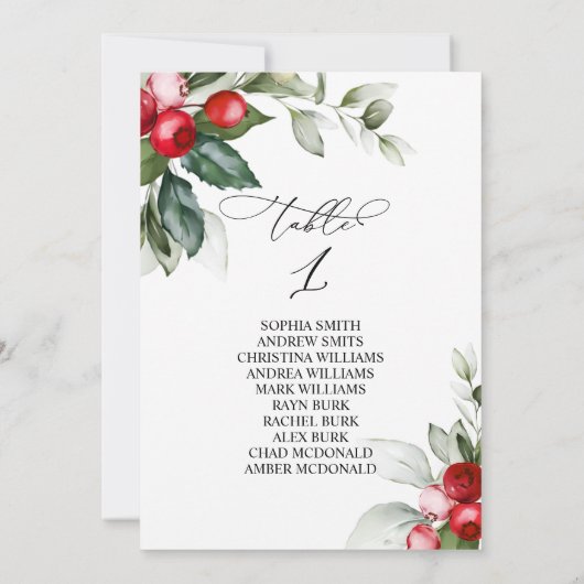 kerstgroen Tabel nummer 1 Kaart (Achterkant)