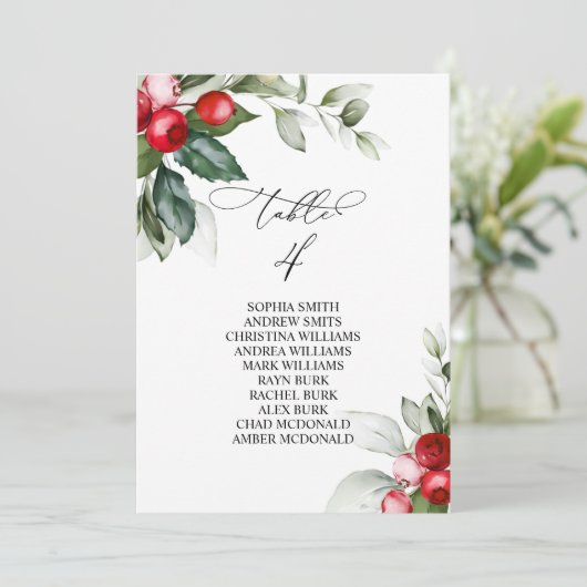 Kerstgroen Tabel nummer 4 Zitkuur Kaart (Staand voorkant)