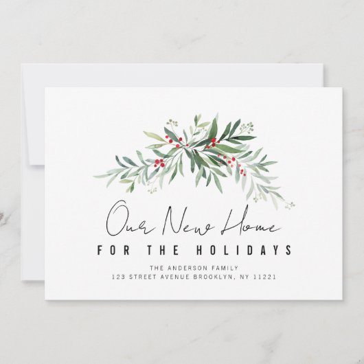 Kerstgroen verhuisbericht kaart (Voorkant)