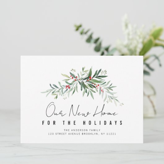 Kerstgroen verhuisbericht kaart (Staand voorkant)