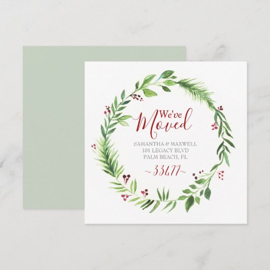 Kerstgroen verhuisbericht kaart (Voorkant / Achterkant)