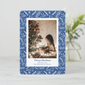Kerstgroen - Verticale enkelvoudige foto (blauw) Feestdagenkaart (Staand voorkant)
