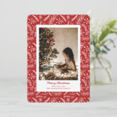 Kerstgroen - Verticale enkelvoudige foto (rood) Feestdagenkaart (Staand voorkant)