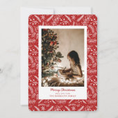 Kerstgroen - Verticale enkelvoudige foto (rood) Feestdagenkaart (Voorkant)
