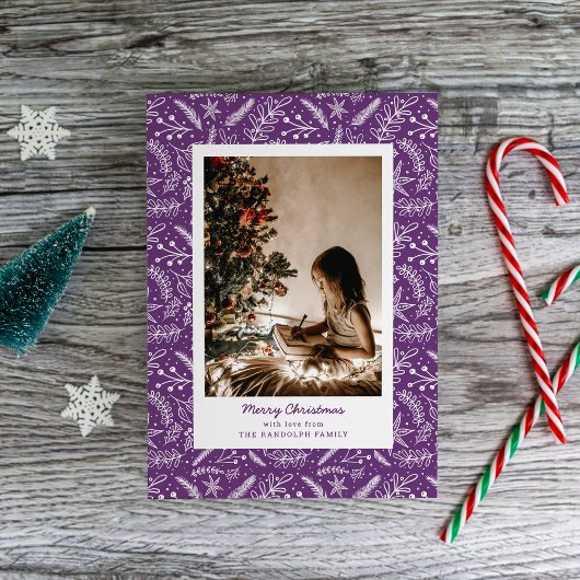 kerstgroen - verticale foto (plum) feestdagenkaart