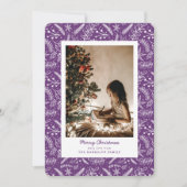 kerstgroen - verticale foto (plum) feestdagenkaart (Voorkant)