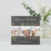 Kerstgroen | Vierkante fotocollagekaart Feestdagenkaart (Staand voorkant)