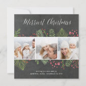 Kerstgroen | Vierkante fotocollagekaart Feestdagenkaart (Voorkant)