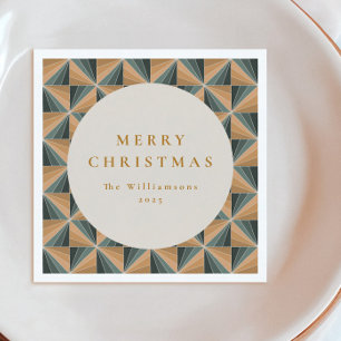 Kerstgroen Vintage Art Deco Aangepaste Feestdagen Servet