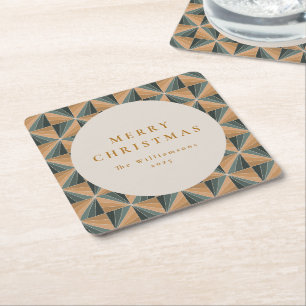 Kerstgroen Vintage Art Deco Aangepaste Kerst Kartonnen Onderzetters