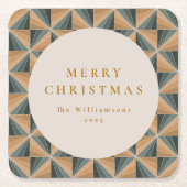Kerstgroen Vintage Art Deco Aangepaste Kerst Kartonnen Onderzetters (Voorkant)