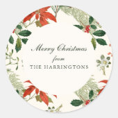 Kerstgroen Vintage Patroon Ronde Sticker (Voorkant)