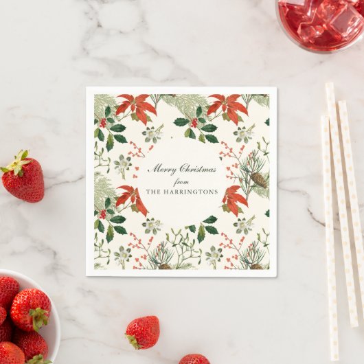 Kerstgroen Vintage Patroon Servet (Insitu)