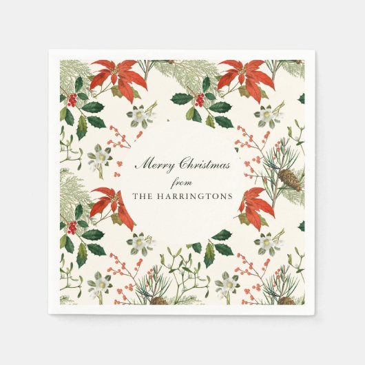 Kerstgroen Vintage Patroon Servet (Voorkant)