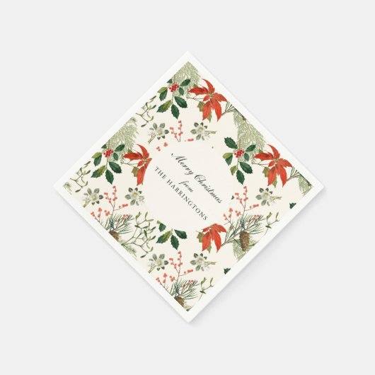 Kerstgroen Vintage Patroon Servet (Hoek)