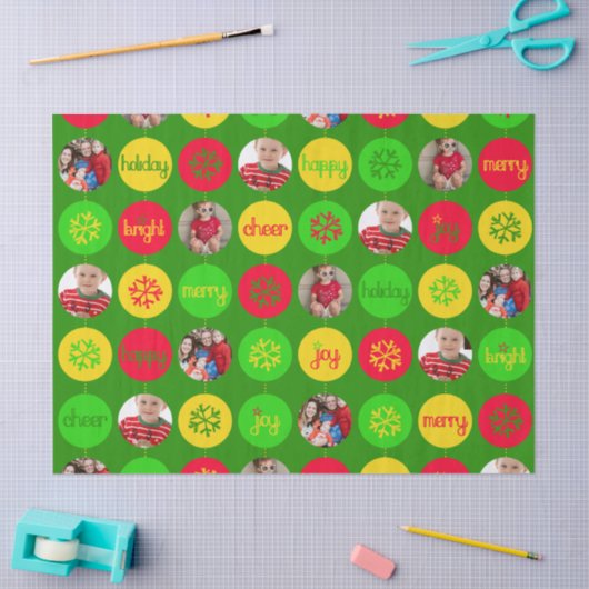 Kerstgroen voeg je eigen foto's toe tissue papier (Craft)