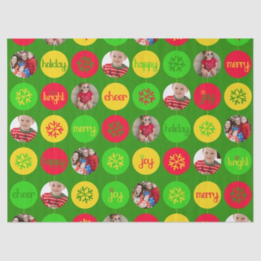 Kerstgroen voeg je eigen foto's toe tissue papier (Voorkant)