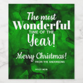 kerstgroen voor zwarte Waterverf Wijnlabel Wijn Etiket (Enkel label)