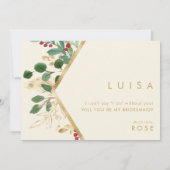 kerstgroen | Voorstel voor Cream Bridesmaid Kaart (Achterkant)