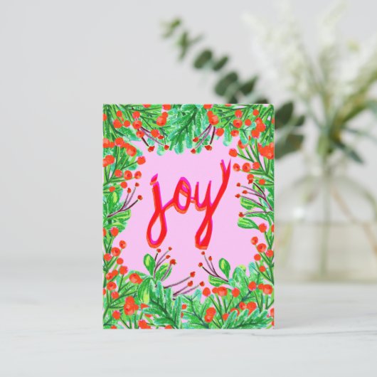 Kerstgroen - Vreugde Feestdagenkaart (Staand voorkant)