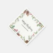 Kerstgroen Vrolijk Kerstfeest Familie Servet (Hoek)