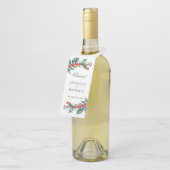 Kerstgroen Watercolor Botanisch Flessenhanger (Schuin)